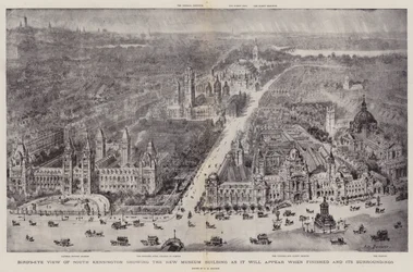 Vogelperspektive von South Kensington mit dem neuen Museumsgebäude und seiner Umgebung
